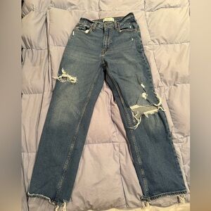Abercrombie & Fitch High-Rise Distressed Blue Jeans